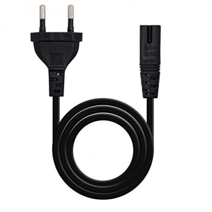 NANOCABLE 10.22.0402 - Cable de Alimentacin para Cargador de Porttiles en Forma de 8 (CEE 7/16/M-C7/H, 100% Cobre AWG18, 1.5mts) Color Negro