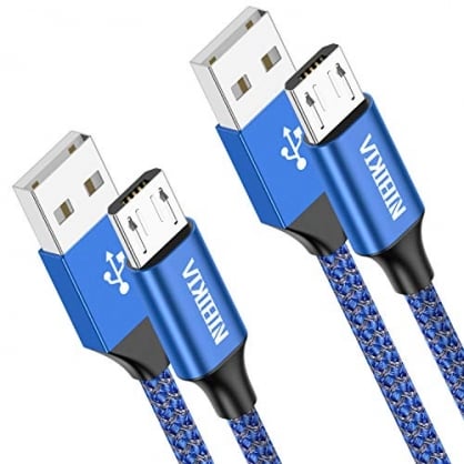 NIBIKIA Cable Micro USB,2 Pack[2m+2m] Carga Rpida Android Cable Android Nylon Movil Cables Cargador Compatible con Samsung S7 S6 S5 j7 j5 j3 Tablet Huawei Sony HTC Motorola Nexus LG PS4