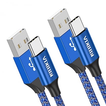 NIBIKIA Cable USB Tipo C, 2Pack [ 1M+1M ] 3A Cargador Tipo C Nylon Carga Rpida y Sincronizacin Cable USB C para Samsung S10/S9/S8/Note 10/Note 9, Huawei P30/P20/Mate 20, Sony Xperia