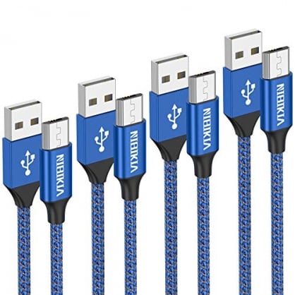 NIBIKIA Cable Micro USB [4Pack 0.5M 1M 2M 3M] Carga Rpida Android Cable Android Nylon Movil Cables Cargador Compatible con Samsung S7 S6 S5 j7 j5 j3 Tablet Huawei Sony HTC Motorola Nexus LG PS4