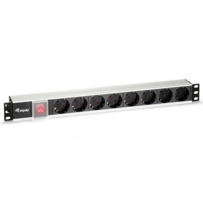 Regleta 8 Tomas 1U Rack 19" Plata