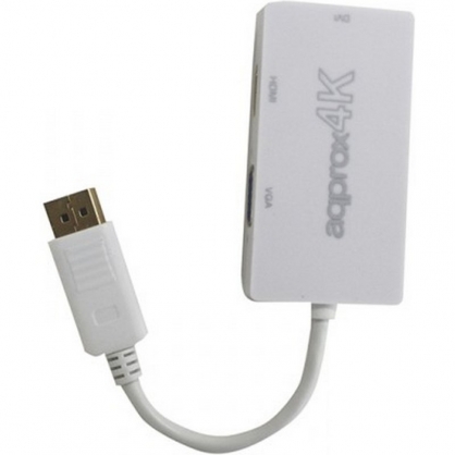 Approx appC37 Adaptador DisplayPort a HDMI/DVI/VGA Blanco