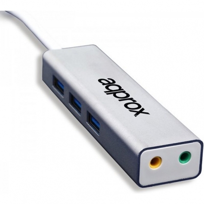 Approx Adaptador USB Sound Card + USB 3.0 HUB