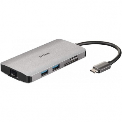 D-Link DUB-M810 Hub 8 en 1 Lector SD/MicroSD/HDMI 4K/USB-C/USB 3.0/RJ45