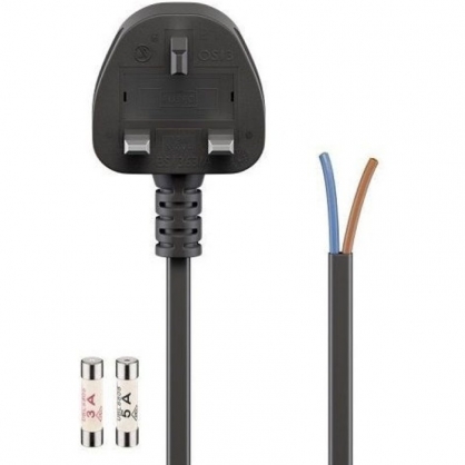 Goobay Cable de Alimentacin Elctrico UK con Proteccin CEE7 a Bornes 1m Negro