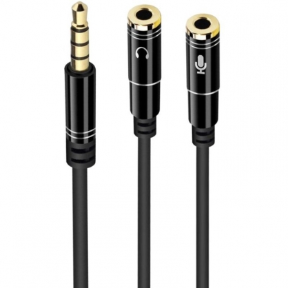 Ewent Cable Adaptador Audio Jack 3.5M a 2x Jack 3.5H de 3 Pines 30cm Negro
