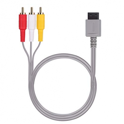 AUTOUTLET Cable AV para Wii / Wii U, Cable Estndar AV de Audio y Video, 1.8m 6 Pies Composite Retro 3 RCA Chapado en Oro para Nintendo Wii Wii U, la Consola de Juegos Wii