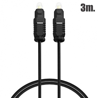 OcioDual Cable ptico Audio 3m Negro Fibra ptica Digital Toslink Macho para DVD PS4 PS3 Xbox Wii HD TV BLU Ray Barras de