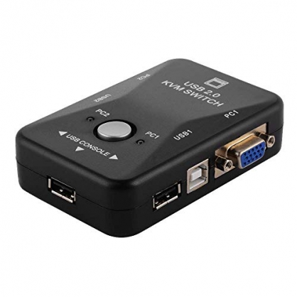 PHILED Switch KVM VGA USB, 2 Puertos Adaptador KVM Switch USB 2.0, Cambio con un Botn, Resolucin de hasta 1920x1440, Ideal para PC, Teclado, Mouse, Escner, Impresora y Ms