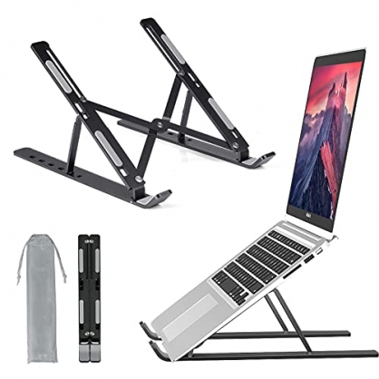 Czemo Soporte Porttil Aluminio, Soporte Ventilado Ordenador Porttil, Laptop Stand Ajustable, Computadora Portatil Accesorios por MacBook, DELL, Lenovo, Tableta, Otros Portatiles (10-18 Pulgadas)