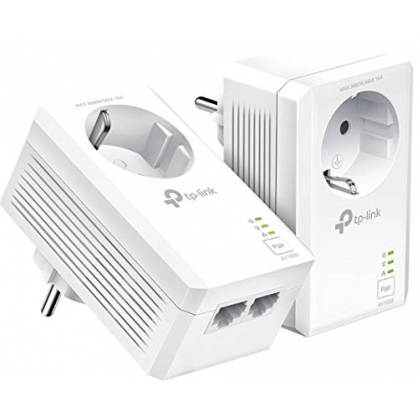 TP-Link TL-PA7027P Kit - Powerline AV1000 con Enchufe Integrado, 2 Puertos Gigabit, Home Plug AV, sin WiFi